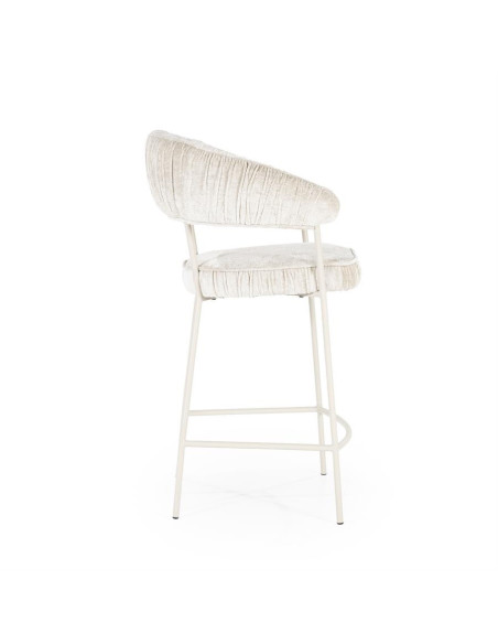 Tabouret de bar en tissu plissé et métal Lizzy