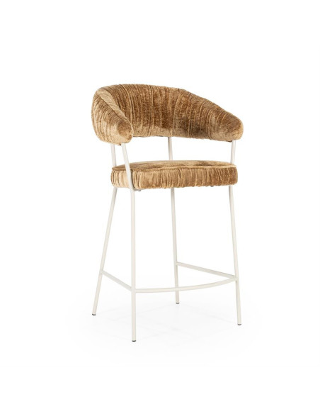 Tabouret de bar en tissu plissé et métal Lizzy