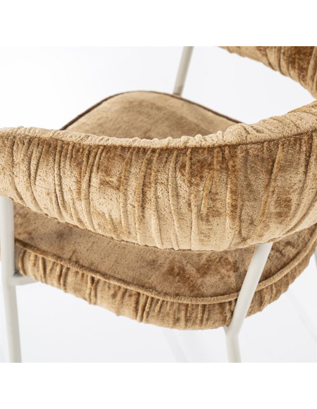 Tabouret de bar en tissu plissé et métal Lizzy