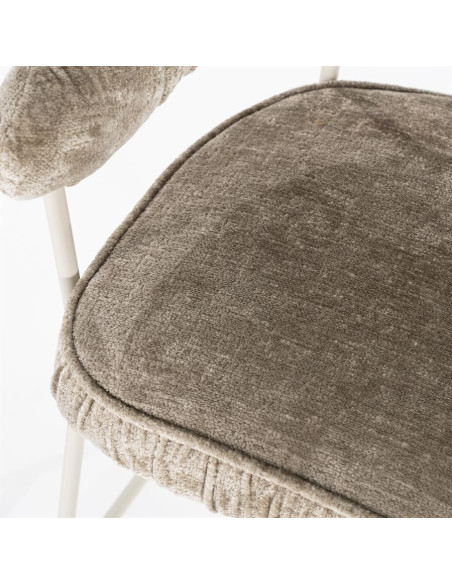 Tabouret de bar en tissu plissé et métal Lizzy