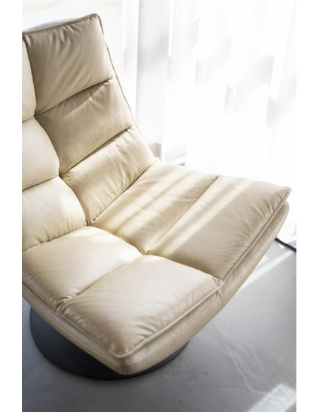 Fauteuil lounge et rotatif confortable en cuir Sven