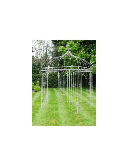 Gloriette de jardin en métal gris