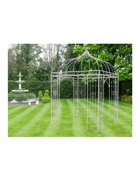Gloriette de jardin en métal gris