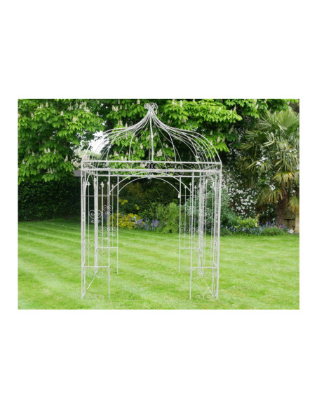 Gloriette de jardin en métal gris