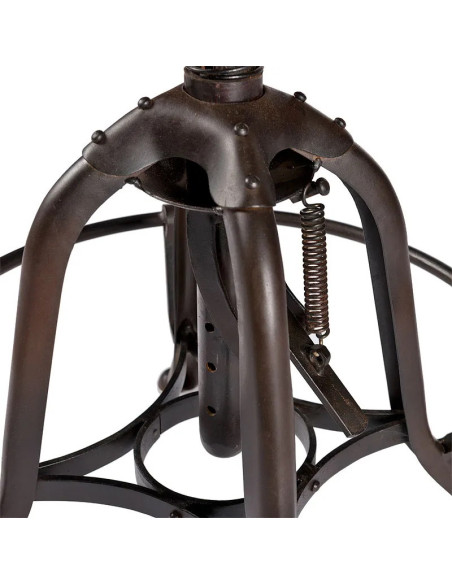 Tabouret industriel réglable avec assise bois