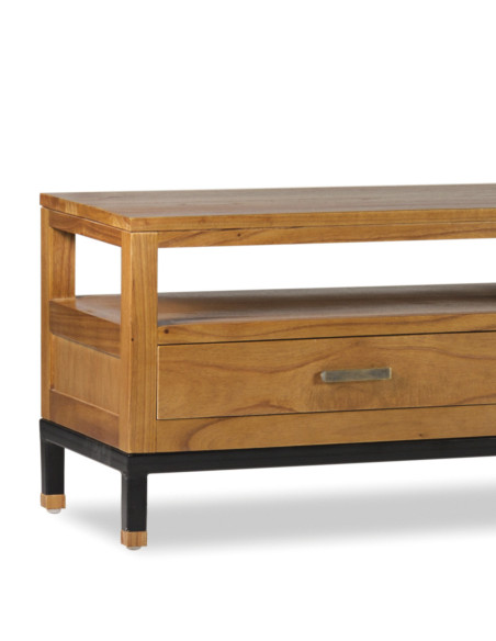 Meuble TV avec tiroirs bois mindi massif