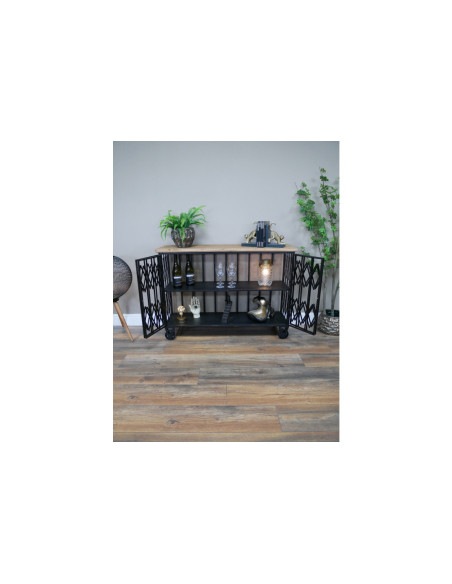 Meuble industriel grillagé sur roulettes