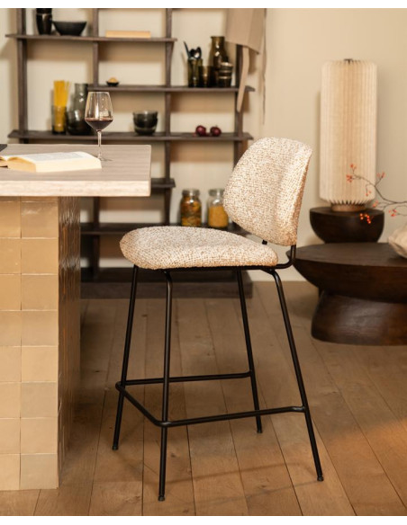 Tabouret de bar en tissu et métal Jon