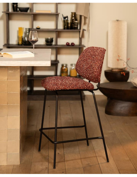 Tabouret de bar en tissu et métal Jon