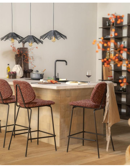 Tabouret de bar en tissu et métal Jon