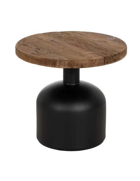 Table basse ronde plateau bois recyclé