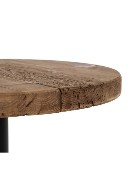 Table basse ronde plateau bois recyclé