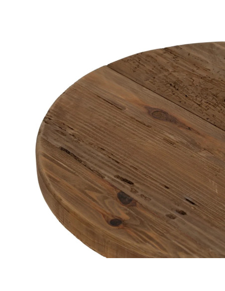 Table basse ronde plateau bois recyclé