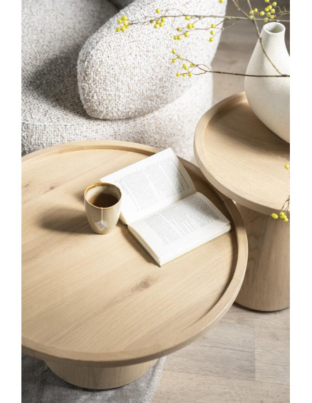 Table basse ronde en chêne clair Leia