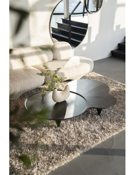 Grande table basse de salon arrondie Fay 162 cm