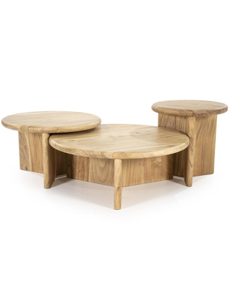 Table basse ronde en acacia Leoti