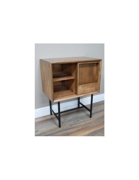 Meuble de rangement vinyles porte coulissante