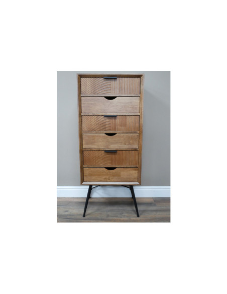 Chiffonnier 6 tiroirs en bois et métal