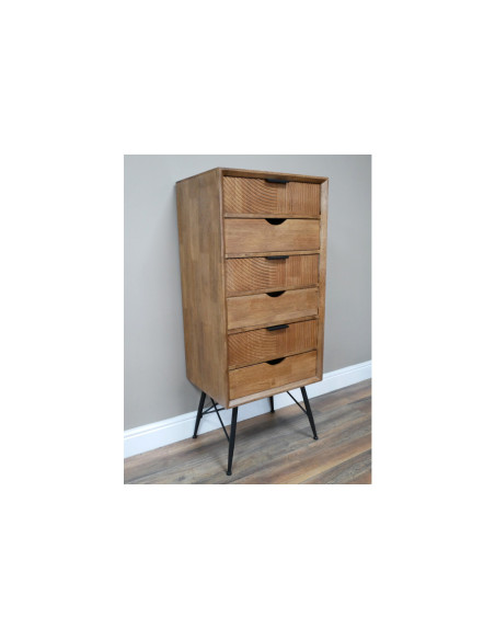 Chiffonnier 6 tiroirs en bois et métal