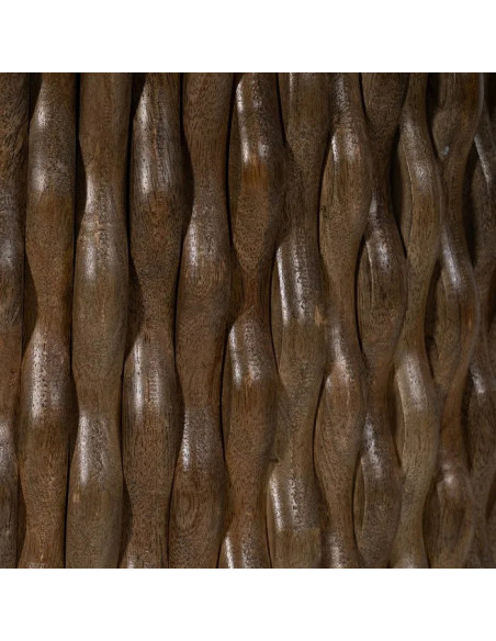 Table de repas ronde en manguier texturé et marbre
