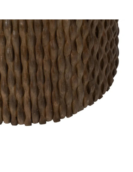 Table de repas ronde en manguier texturé et marbre