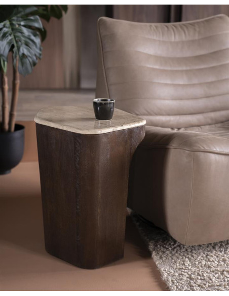 Bout de canapé table d'appoint travertin Luna