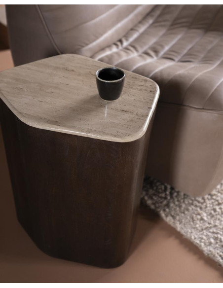 Bout de canapé table d'appoint travertin Luna