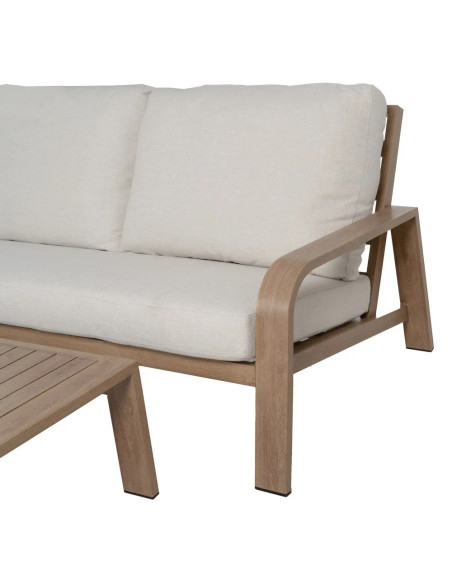 Ensemble de jardin en aluminium effet chêne clair