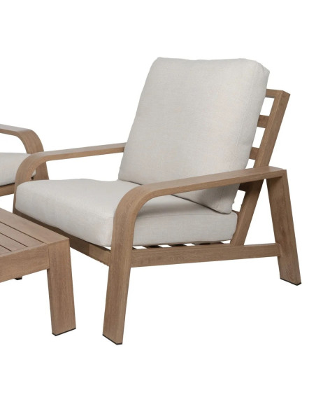 Ensemble de jardin en aluminium effet chêne clair