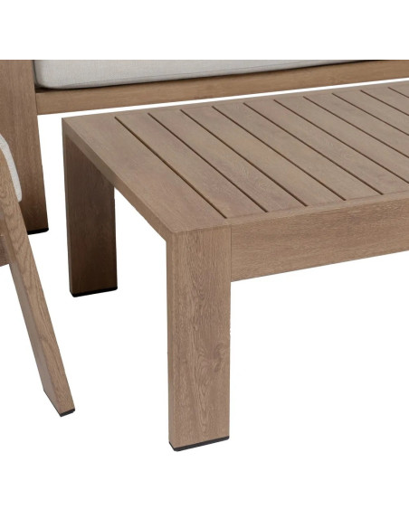 Ensemble de jardin en aluminium effet chêne clair