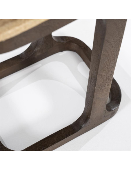 Table d'appoint plateau travertin et piètement bois Tyler