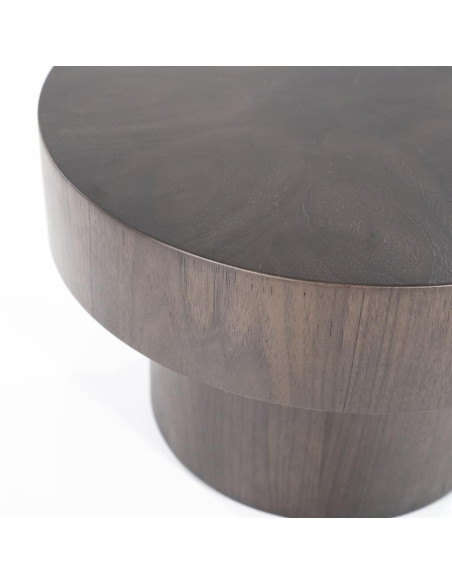 Table basse ronde en noyer Bobbie