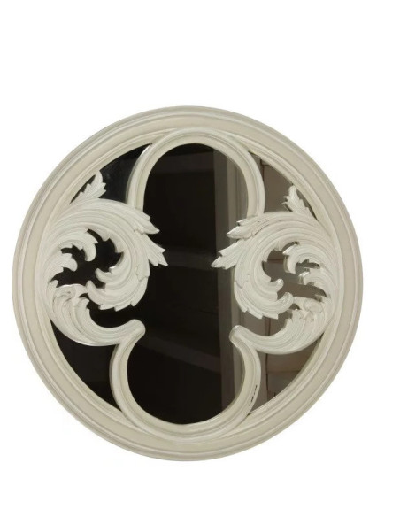 Grand miroir rond sculpté Debussy en acajou diamètre 120 cm