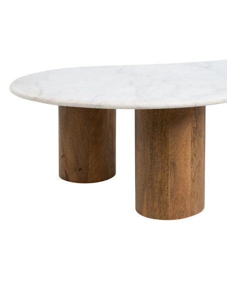 Table basse de salon style organique en marbre blanc
