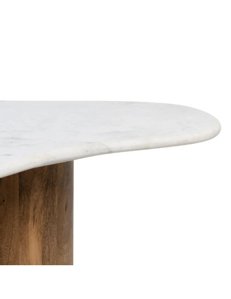 Table basse de salon style organique en marbre blanc