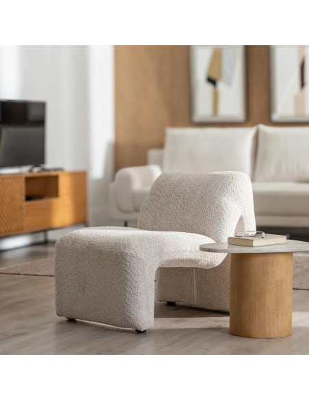 Fauteuil design en tissu bouclette ultra confortable