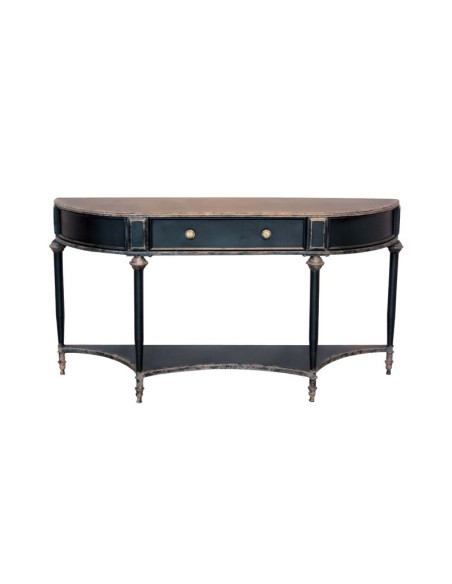 Console double plateau avec tiroir effet antique 150 cm