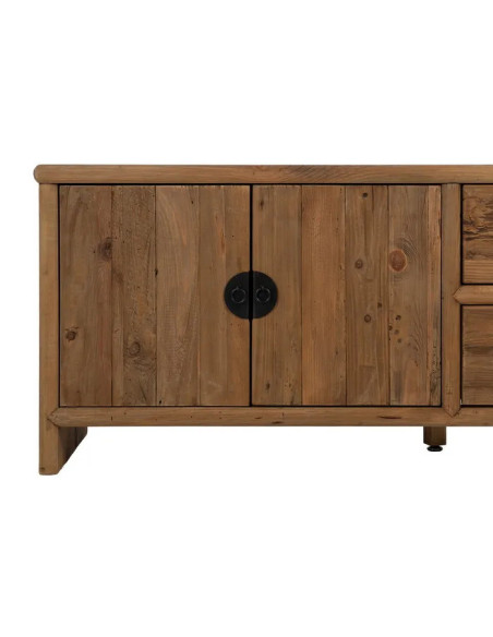 Meuble TV en bois naturel deux portes et deux tiroirs