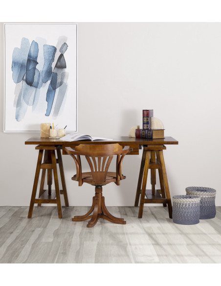 Bureau sur tréteaux en bois de mindi