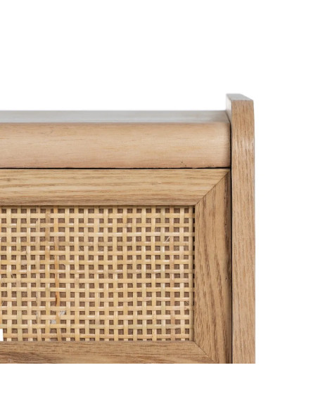 Commode en bois et rotin 5 tiroirs