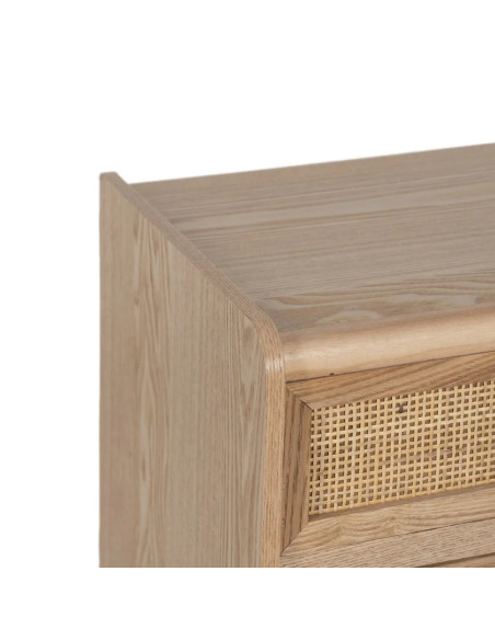 Commode en bois et rotin 5 tiroirs