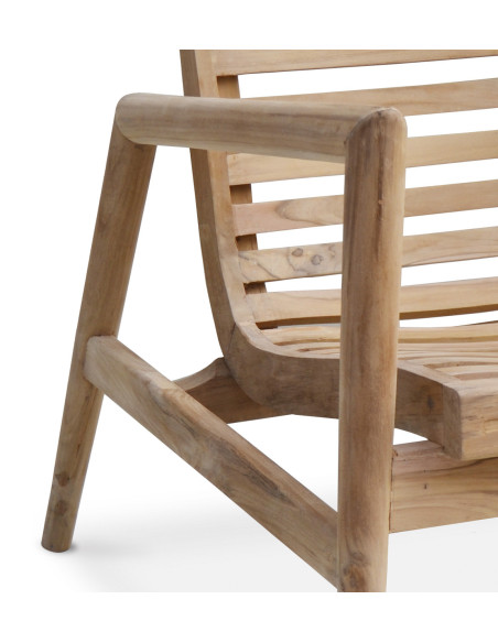 Fauteuil bas de jardin en teck naturel