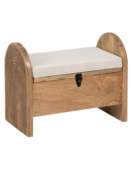 Banquette coffre en bois massif avec coussin