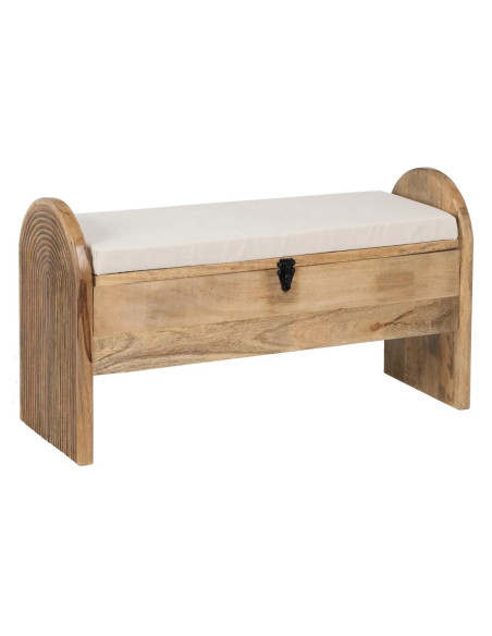 Banquette coffre en bois massif avec coussin