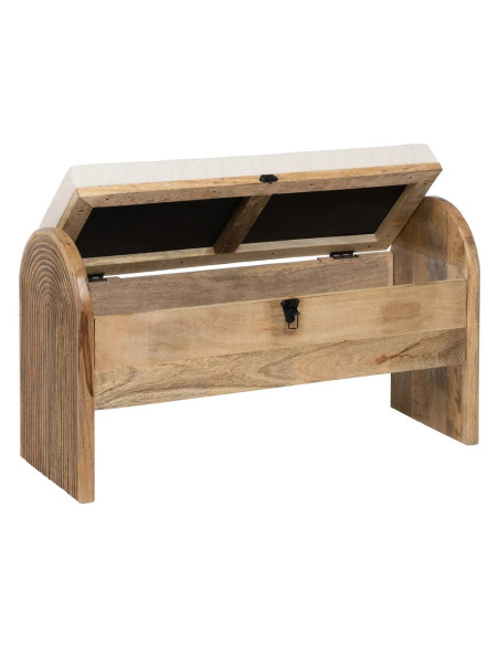 Banquette coffre en bois massif avec coussin