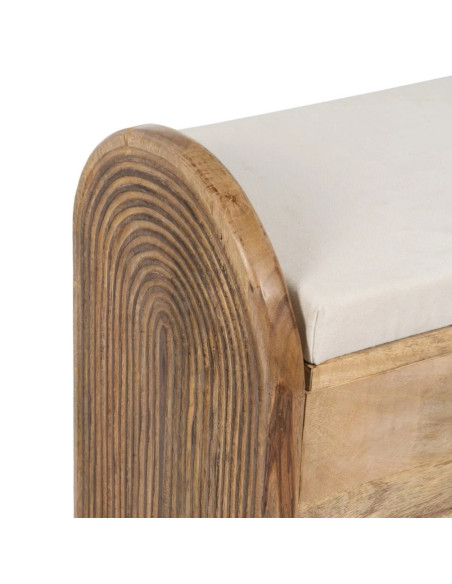 Banquette coffre en bois massif avec coussin