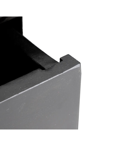 Meuble de rangement noir avec portes coulissantes et tiroirs