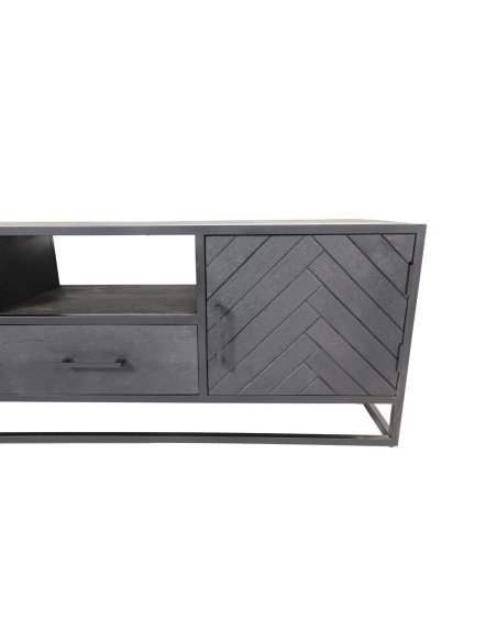 Meuble TV bois et métal aux portes chevrons Verona