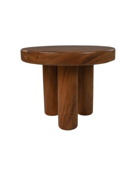 Table basse ronde en bois massif de munggur teinté