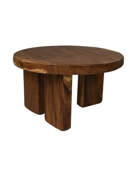 Table basse ronde en bois massif de munggur teinté